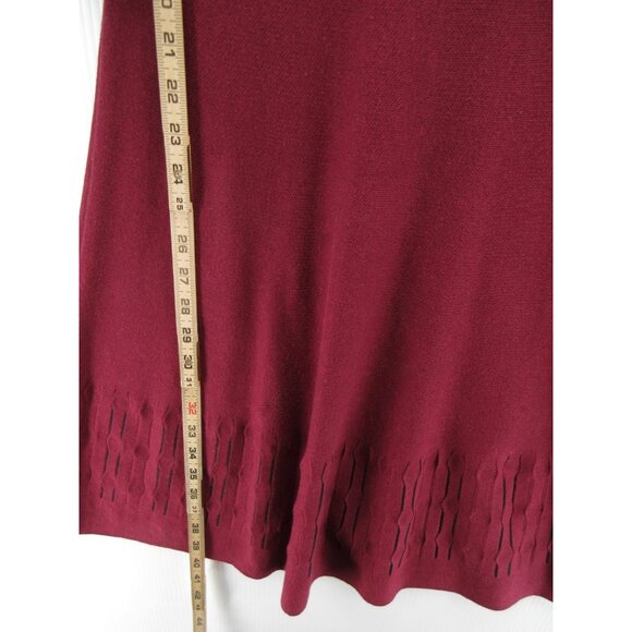 Nic Zoe Dress Small Red Fit Flare Sweater Classic Bell Sleeve - Picture 5 of 11